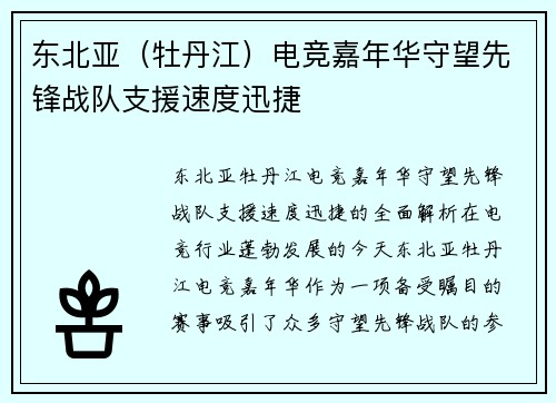 东北亚（牡丹江）电竞嘉年华守望先锋战队支援速度迅捷